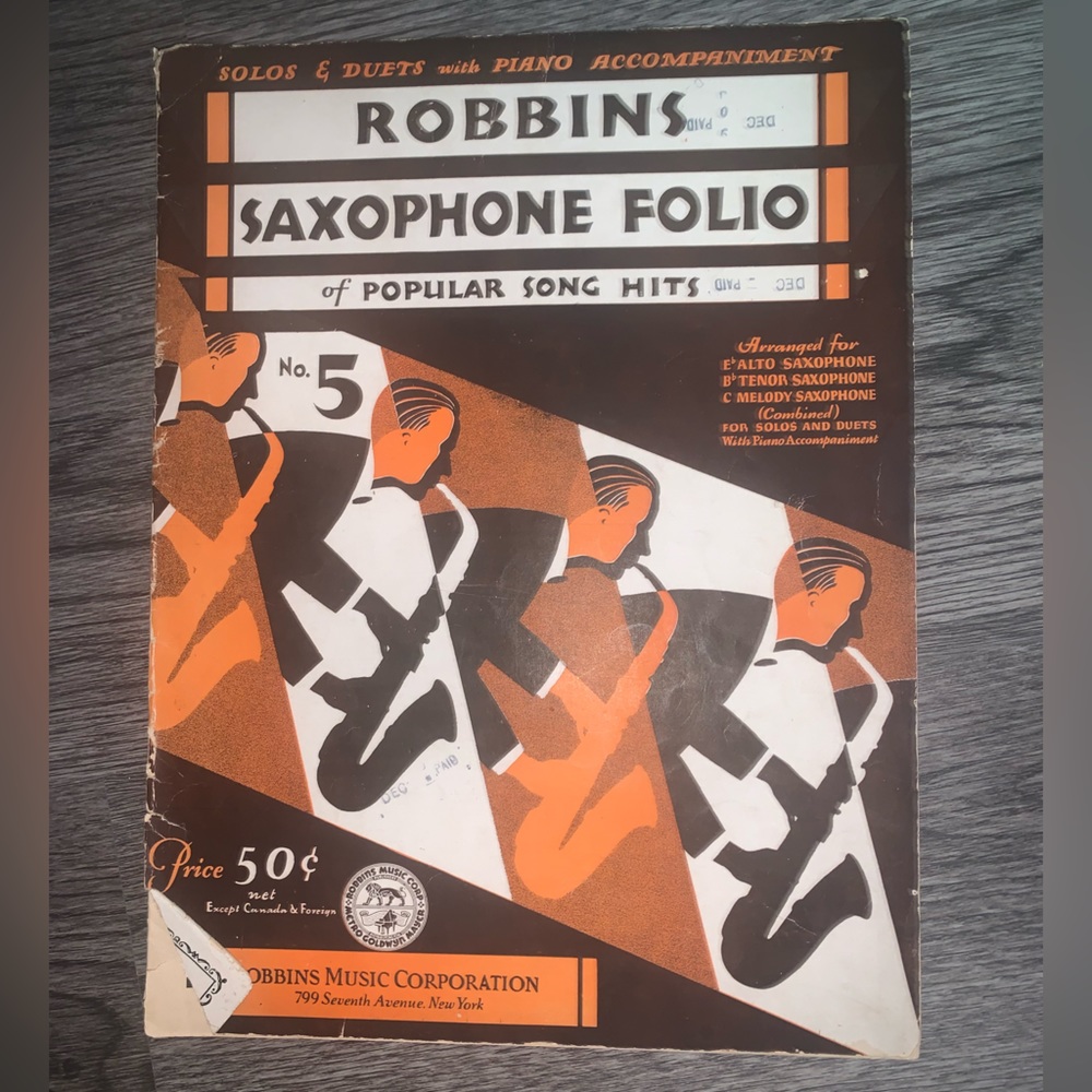 Vintage Alto Saxophone music book